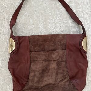 B. Makowsky Burgundy and Brown Shoulder Bag